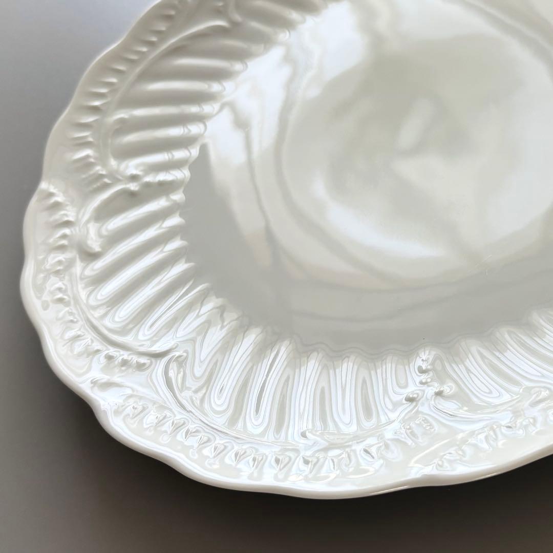 フランス製ヴィンテージ　シャスタニエ製　リモージュ　白磁 レリーフ大皿【未使用】