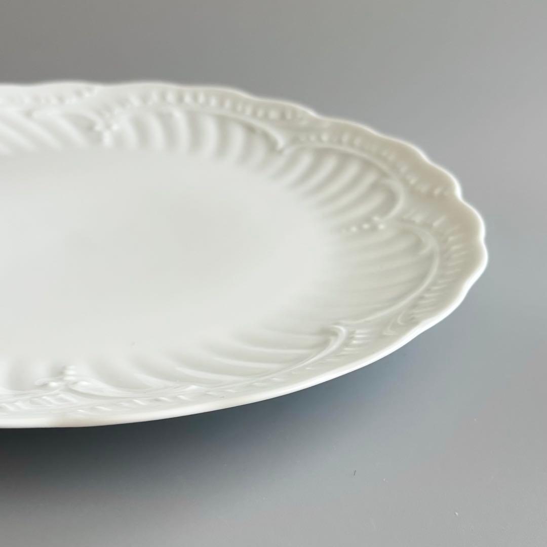 フランス製ヴィンテージ　シャスタニエ製　リモージュ　白磁 レリーフ大皿【未使用】