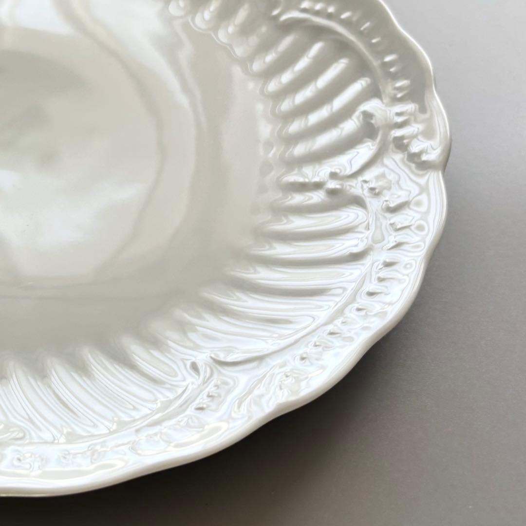 フランス製ヴィンテージ　シャスタニエ製　リモージュ　白磁 レリーフ大皿【未使用】