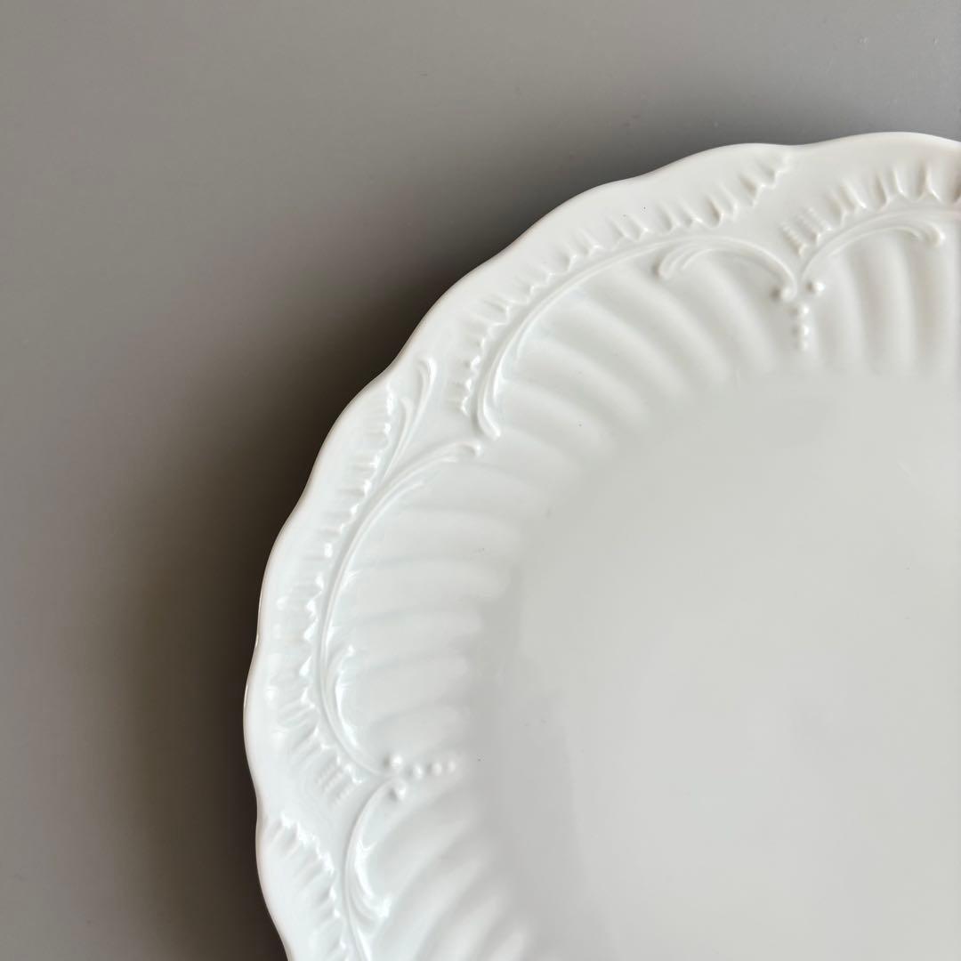 フランス製ヴィンテージ　シャスタニエ製　リモージュ　白磁 レリーフ大皿【未使用】
