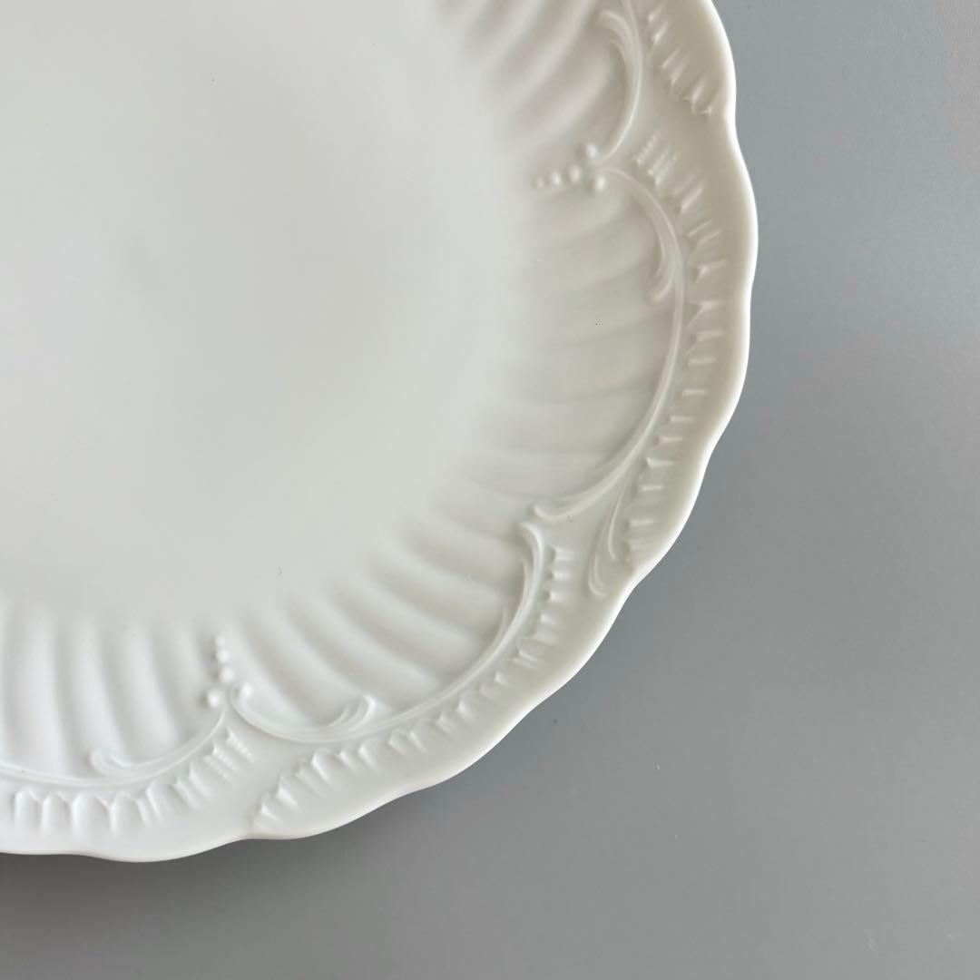 フランス製ヴィンテージ　シャスタニエ製　リモージュ　白磁 レリーフ大皿【未使用】