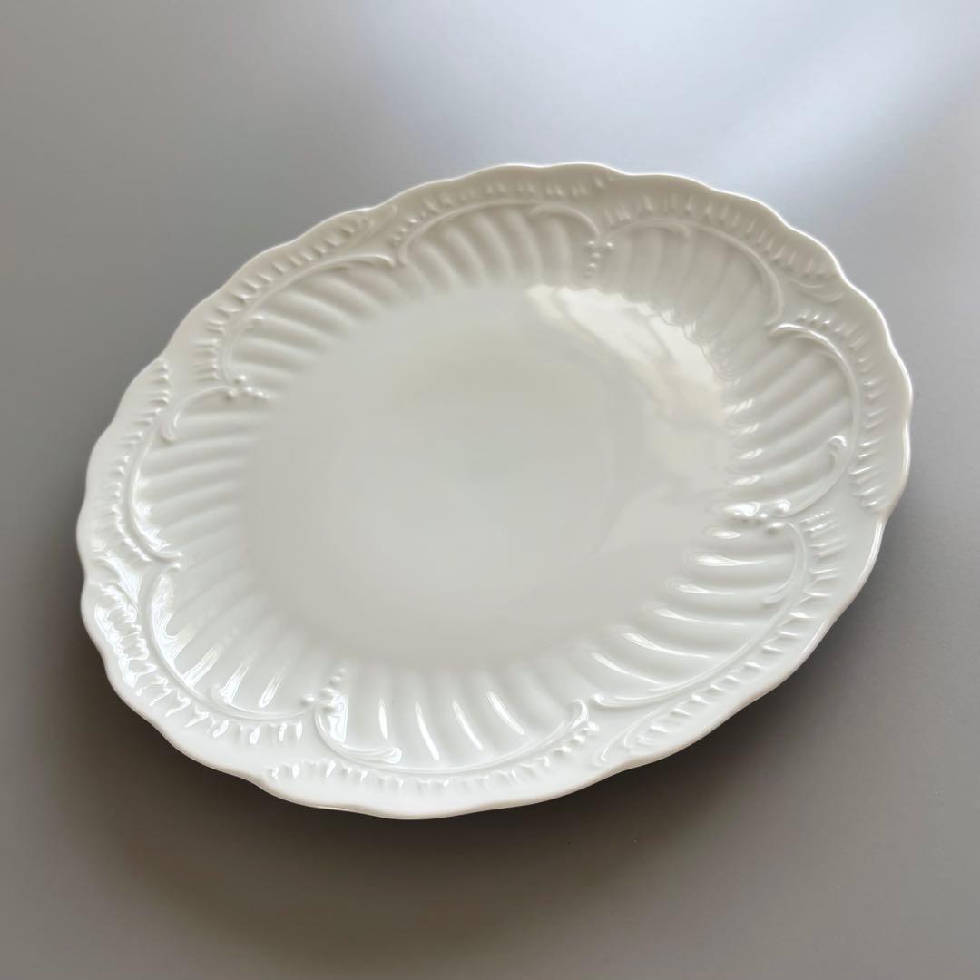 フランス製ヴィンテージ　シャスタニエ製　リモージュ　白磁 レリーフ大皿【未使用】