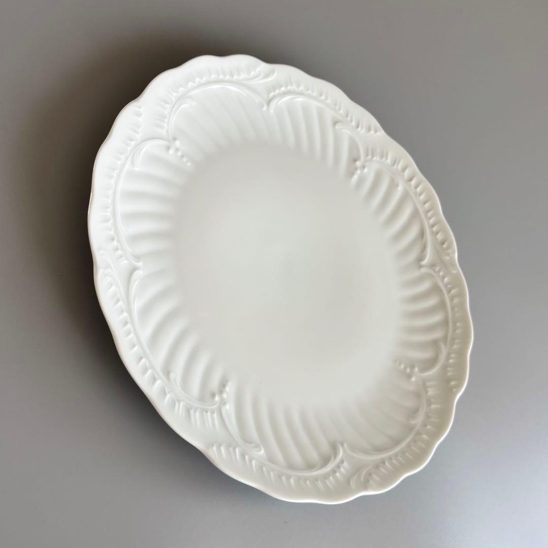 フランス製ヴィンテージ　シャスタニエ製　リモージュ　白磁 レリーフ大皿【未使用】