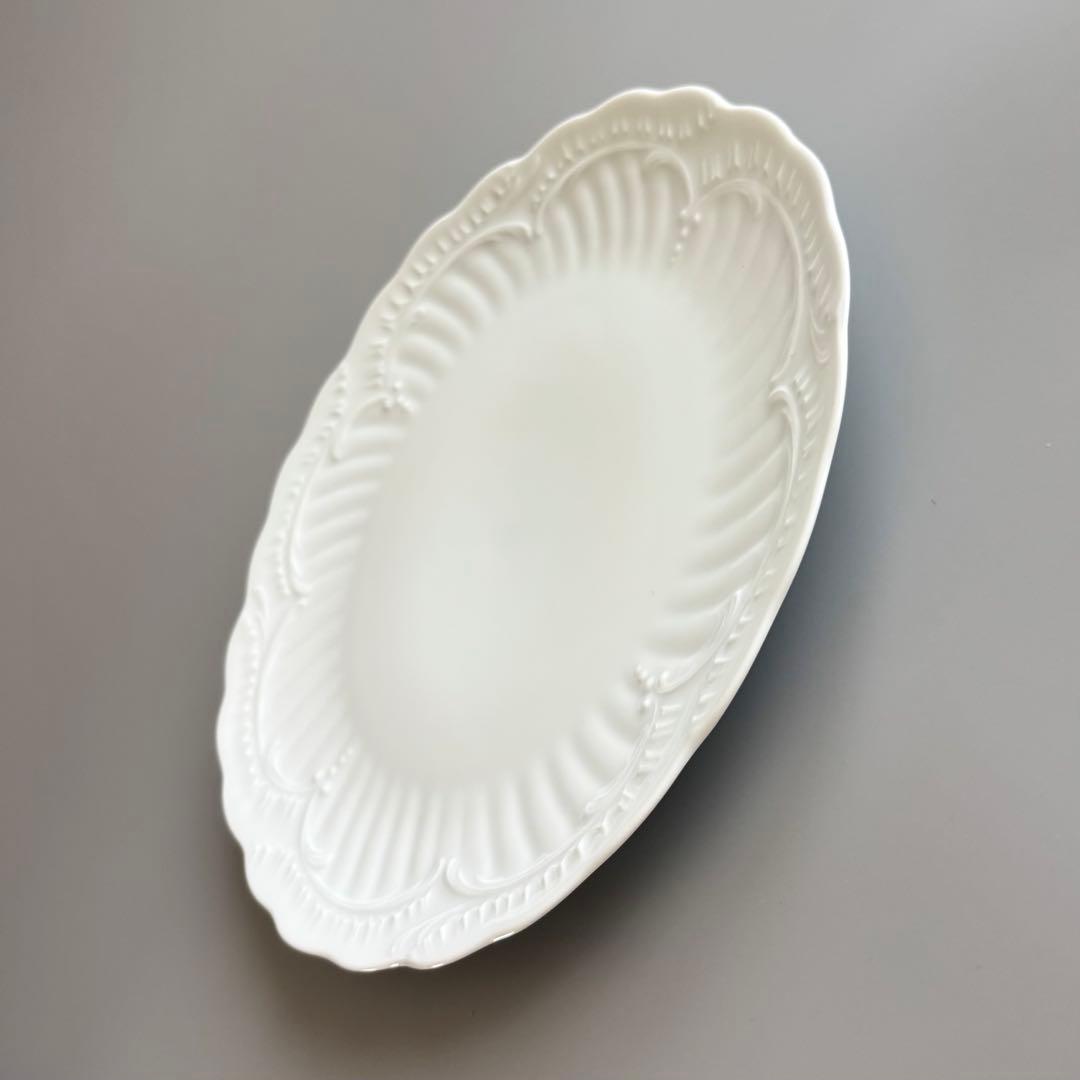 フランス製ヴィンテージ　シャスタニエ製　リモージュ　白磁 レリーフ大皿【未使用】