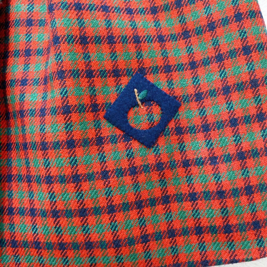 【極美品】familiar ファミリア 赤 チェック 長袖 ワンピース 白襟