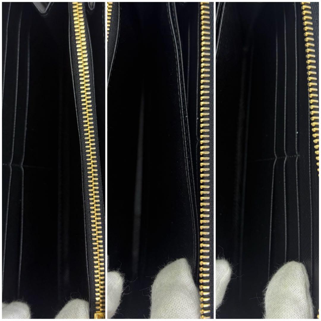 極美品✨プラダ　長財布　ラウンドファスナー　シャイン　サフィアーノ　レザー　黒