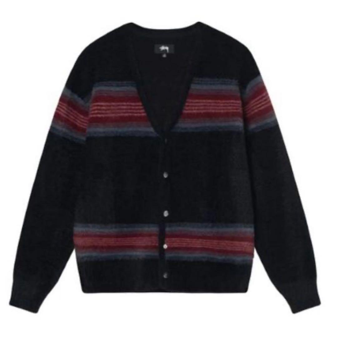 トップス STUSSY STRIPE SHAGGY CARDIGAN S
