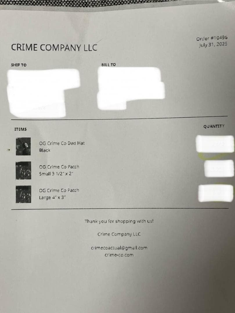 実物 Crime Company Patch パッチ ラージサイズ