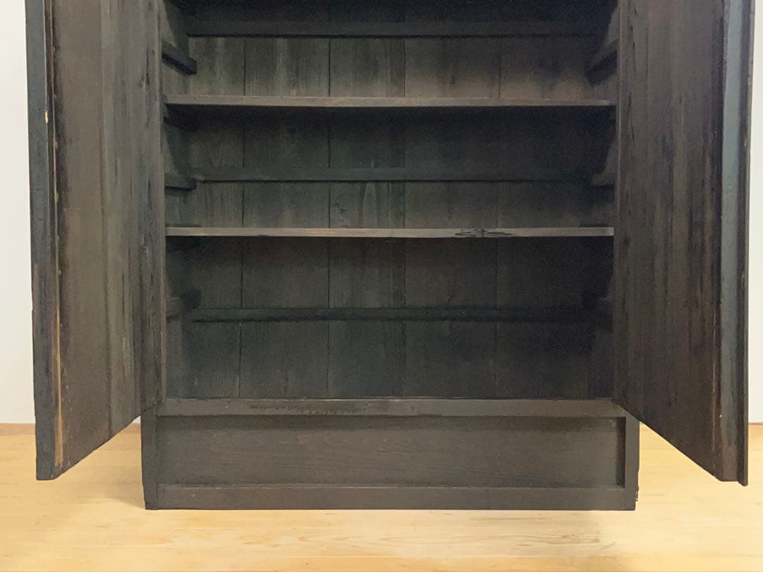 黒色　収納棚　戸棚　高さ約150㎝　M078　古道具　ビンテージ　アンティーク