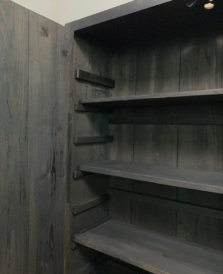 黒色　収納棚　戸棚　高さ約150㎝　M078　古道具　ビンテージ　アンティーク