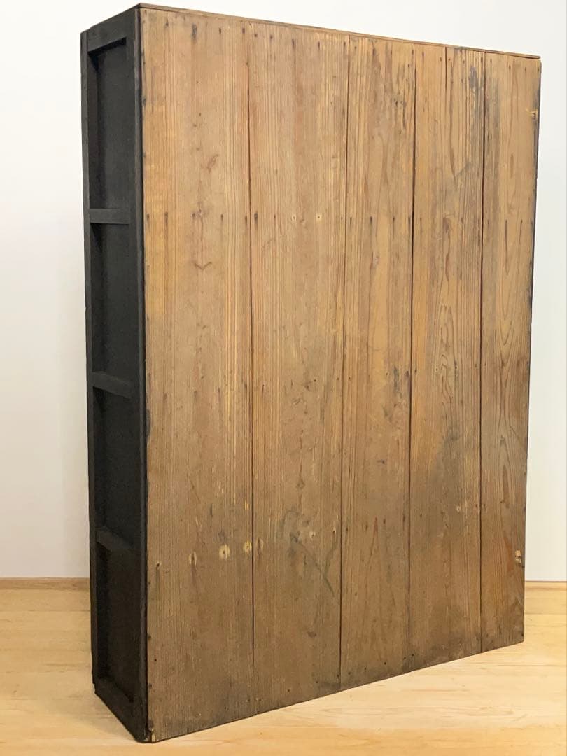 黒色　収納棚　戸棚　高さ約150㎝　M078　古道具　ビンテージ　アンティーク