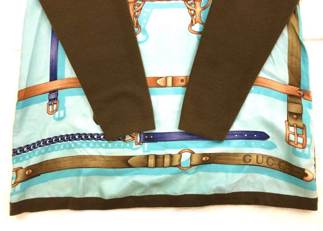 182GUCCIグッチ長袖ウールセーターシルク混ブラウス