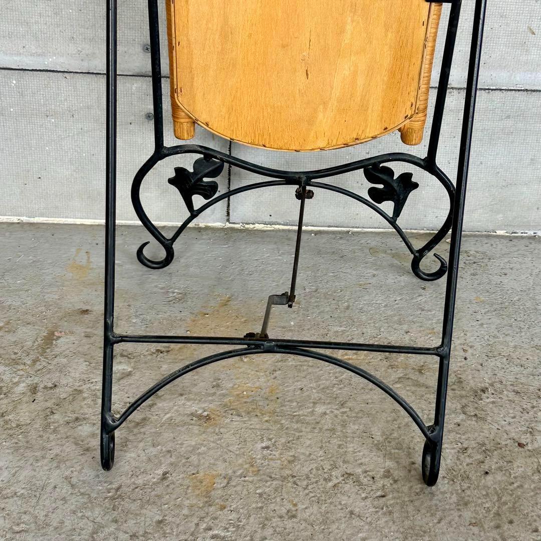 ✿レトロ✿可愛いアイアン装飾 ラタンフレーム 全身鏡 姿見 アンティーク調