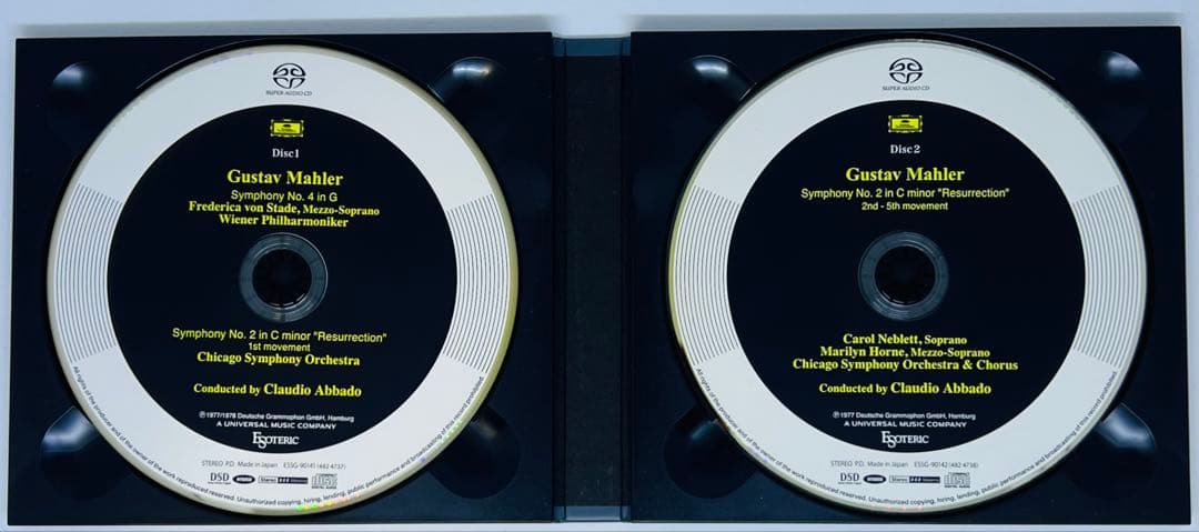エソテリックSACD マーラー第2番復活４番アバド/シカゴO/VPO 2枚