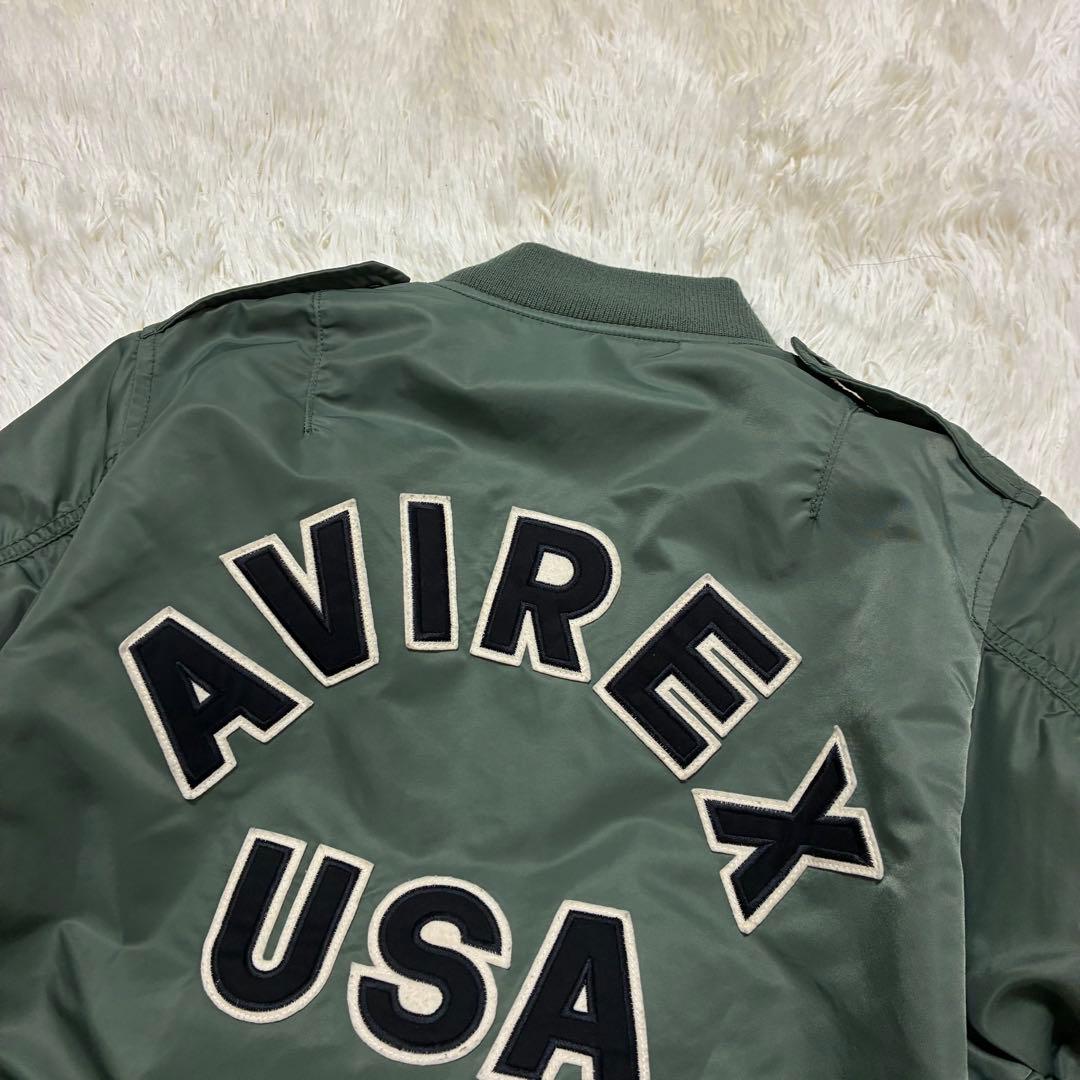 AVIREX フライトジャケット アーチロゴ コマーシャルロゴ L カーキ