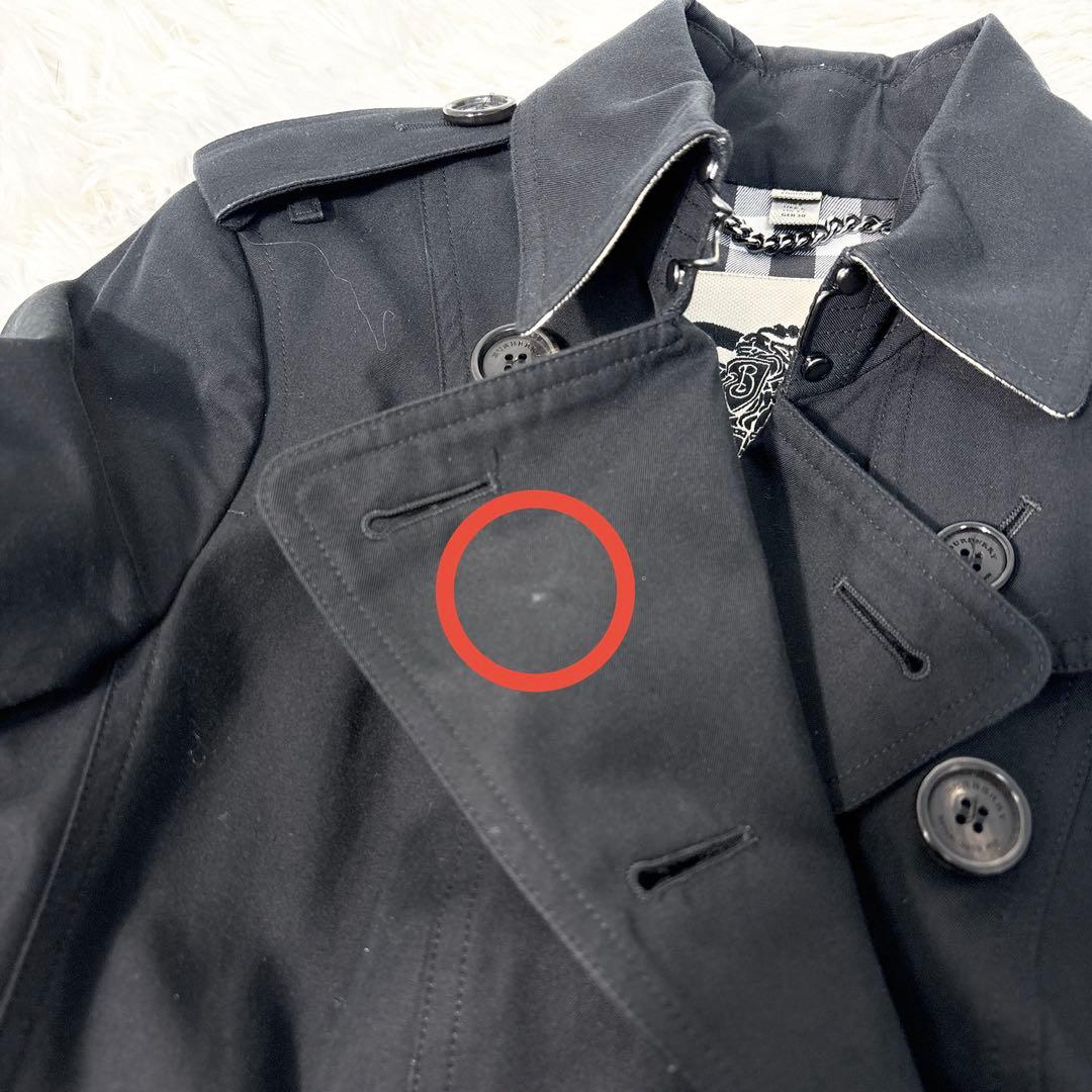 バーバリー トレンチコート サンドリンガム メガチェック ベルト ブラック XS