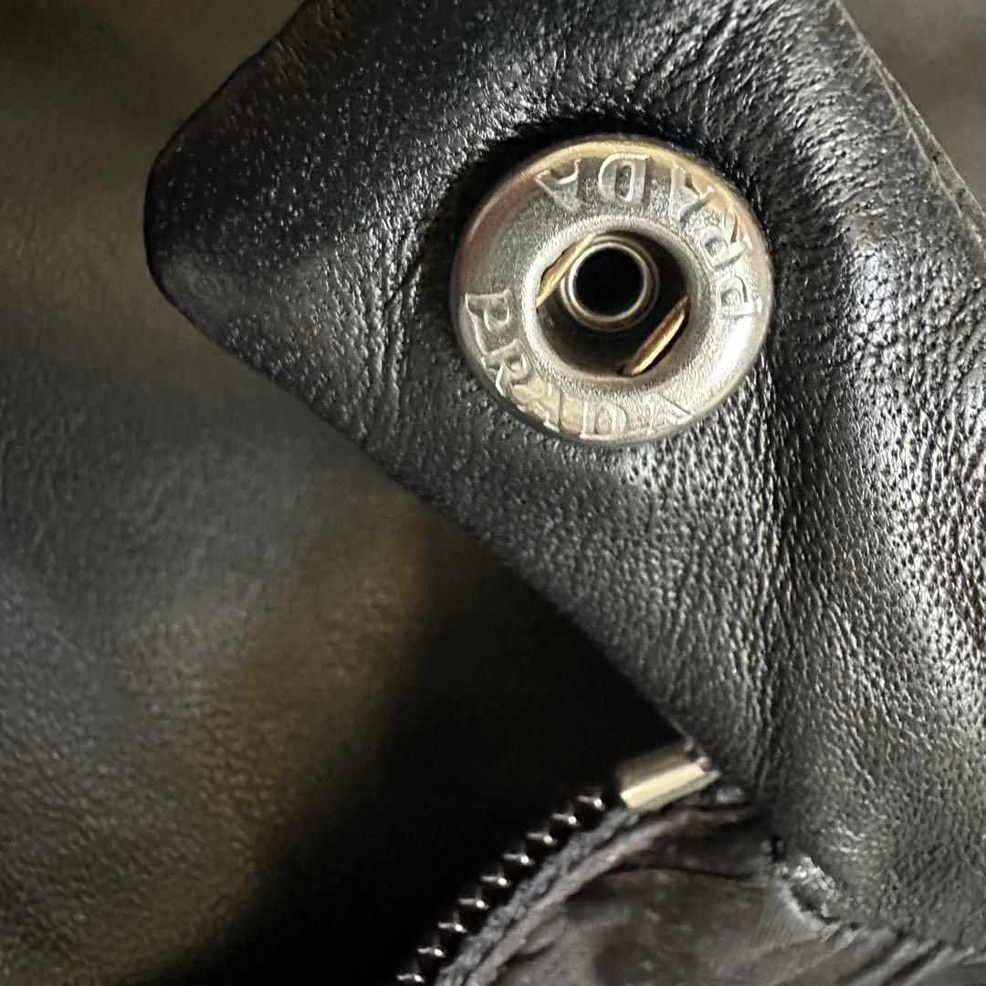 美品 PRADA ラムレザージップアップジャケット イタリア製 三角ロゴ