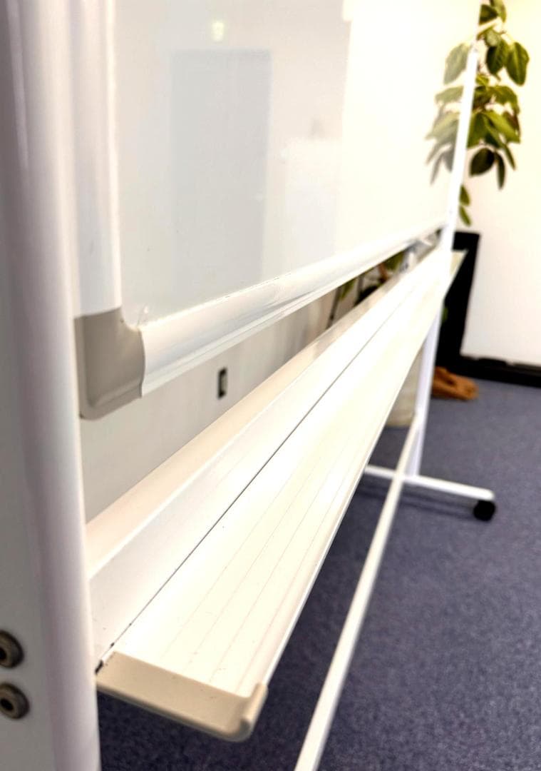 ホーロー製ホワイトボード 脚付き 両面タイプ 1800×900 キャスター付き