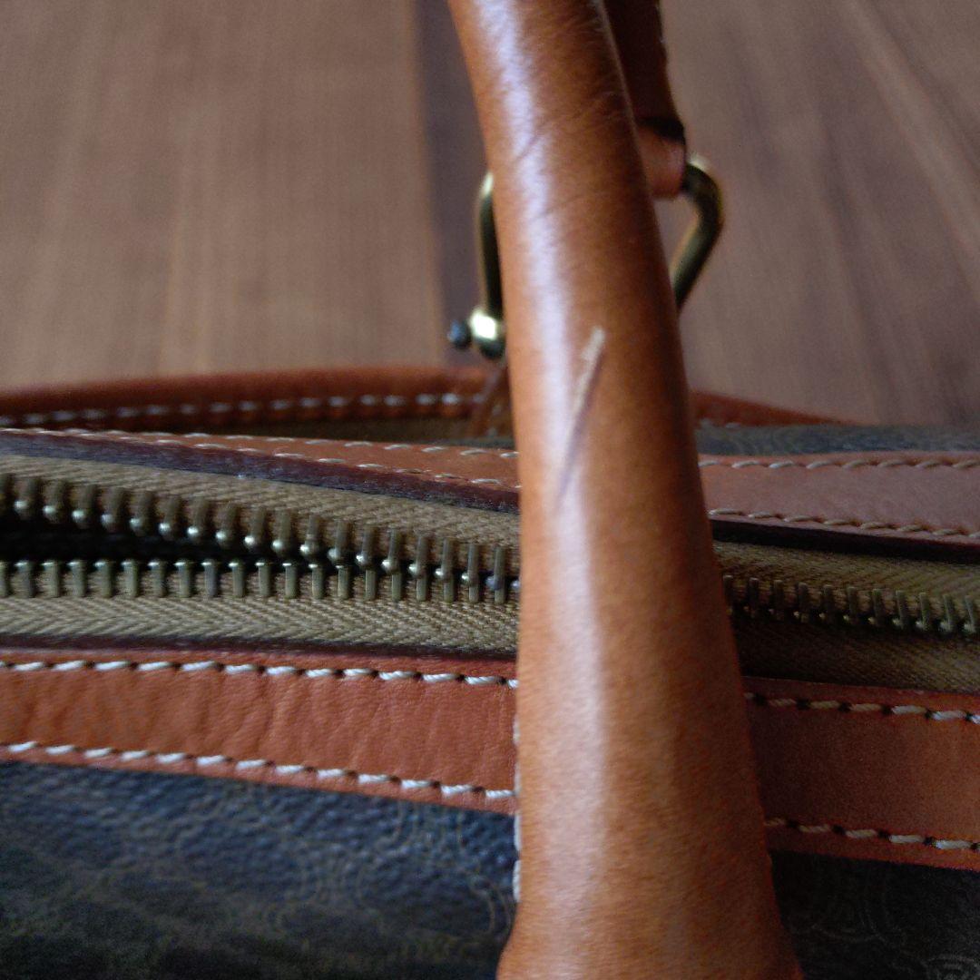 CELINE　セリーヌ　ミニボストンバッグ　マカダム柄　PVCレザー　ブラウン