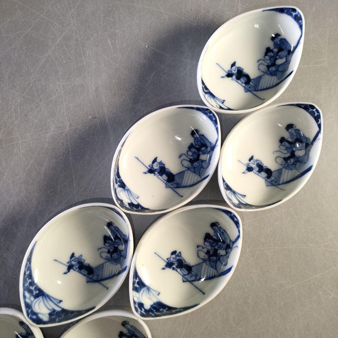 A1284-4/三川内焼/平戸嘉久正窯/染付人物文銘々皿 大10客・小10客/