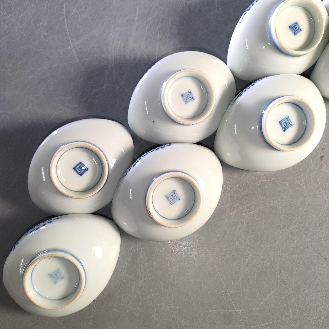 A1284-4/三川内焼/平戸嘉久正窯/染付人物文銘々皿 大10客・小10客/