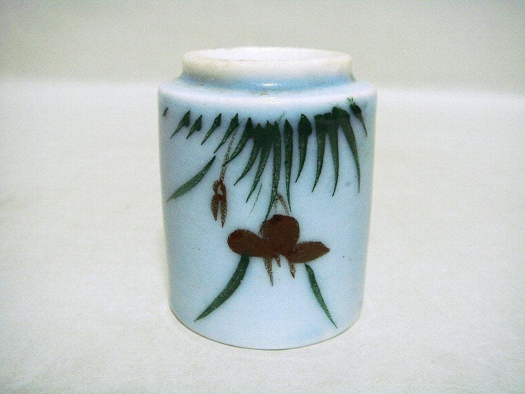 927『色絵 菖蒲 のぞき猪口』　/骨董品 古美術 アンティーク 古玩