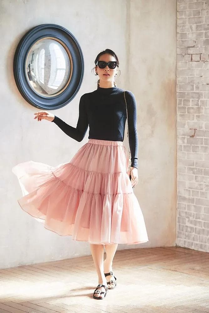 SEVENTEN　シアーティアードスカート(ピンク)XS　新品タグ付き