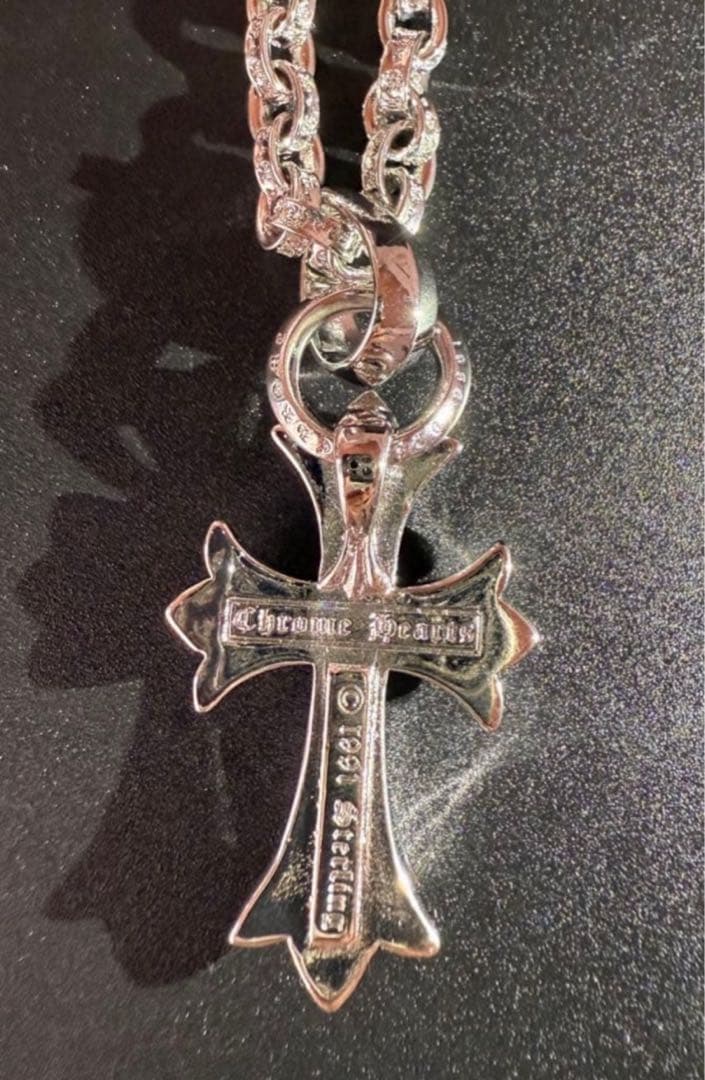 ペーパーチェーン　ダイヤ　クロスチャーム　ネックレス　50㎝