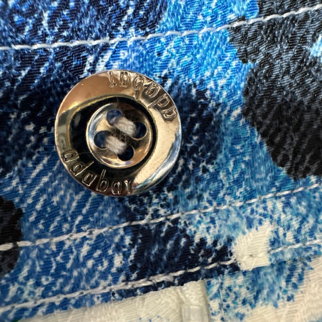 【新品タグ付】adabatアダバット・ゴルフパンツ　花柄ブルー　総柄　M