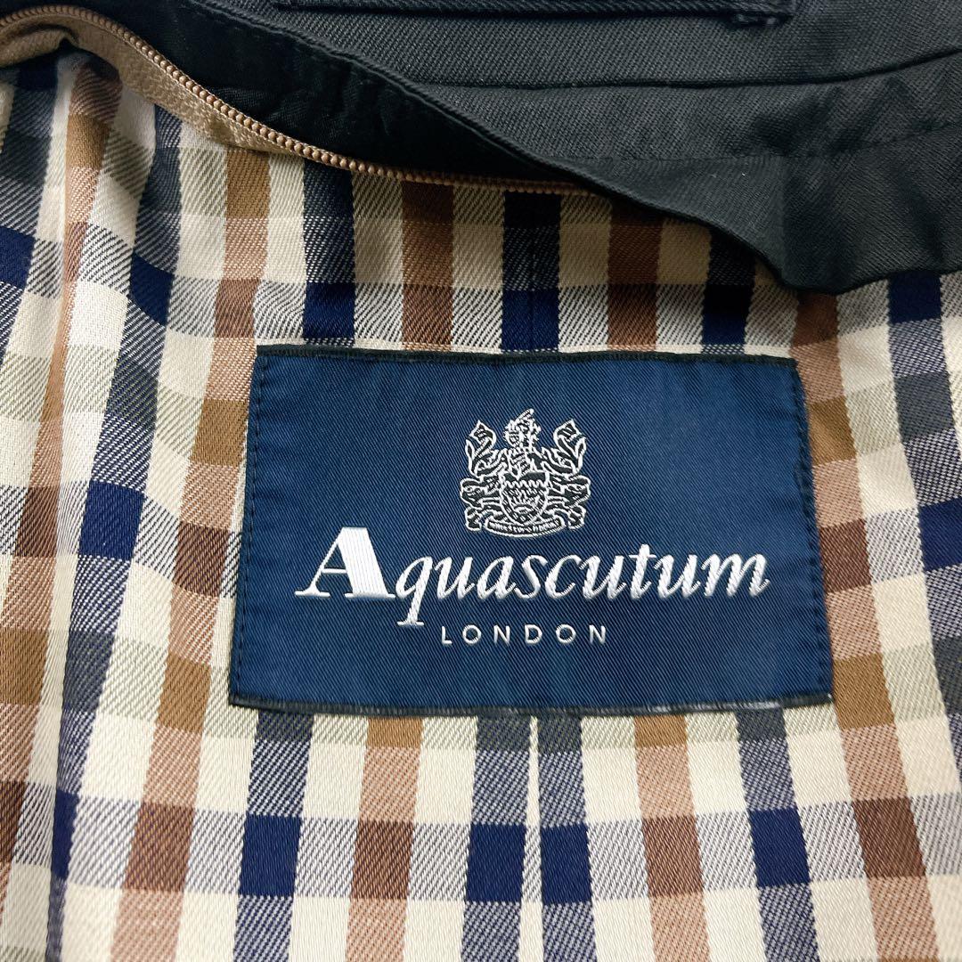 美品✨アクアスキュータム ステンカラーコート ライナー付 比翼 着丈110以上