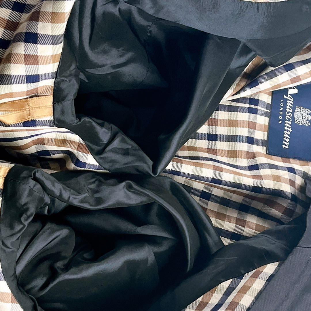 美品✨アクアスキュータム ステンカラーコート ライナー付 比翼 着丈110以上