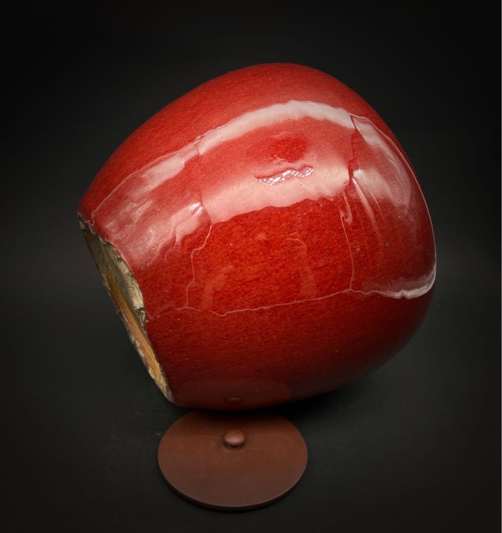 中国美術 古玩 紅釉壺 置物