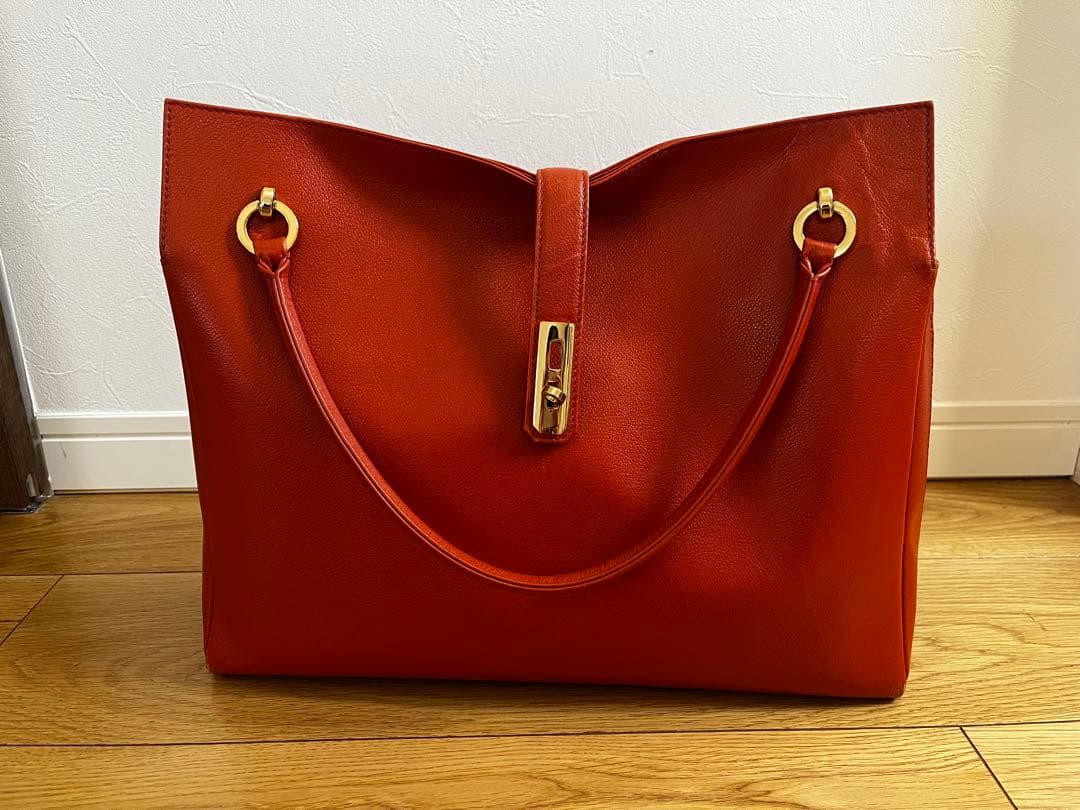 濱野皮革工藝　グレースディライトトート　オレンジxゴールド金具