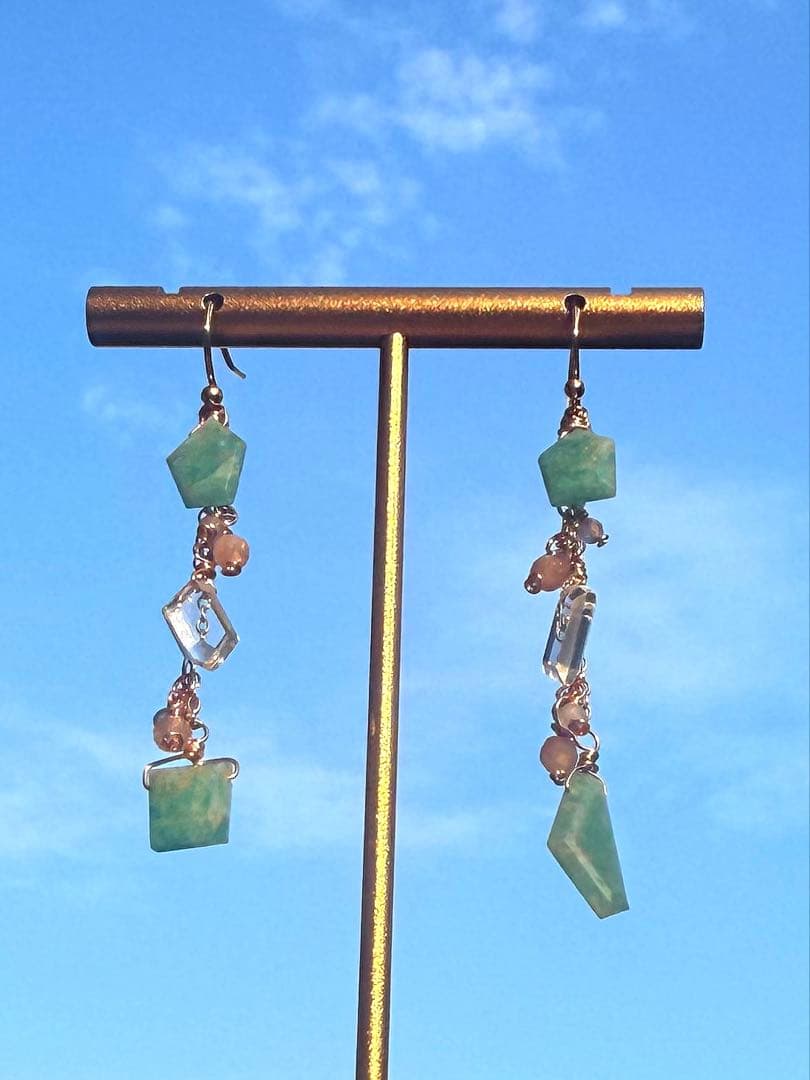 【Xmasセール】アマゾナイト＆クリスタル＊ピアスNo.195