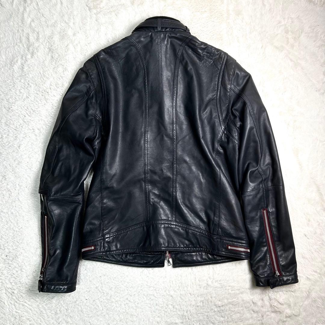 LOVELESS 総柄　レザージャケット　シングル　ライダース　ブラック