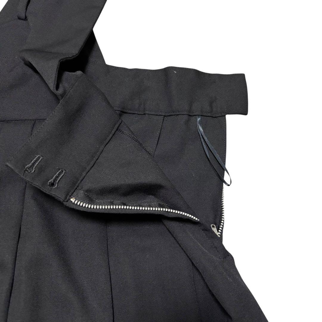 ブラックコムデギャルソン 吊りスカート ジャンパー ウールギャバジン プリーツ