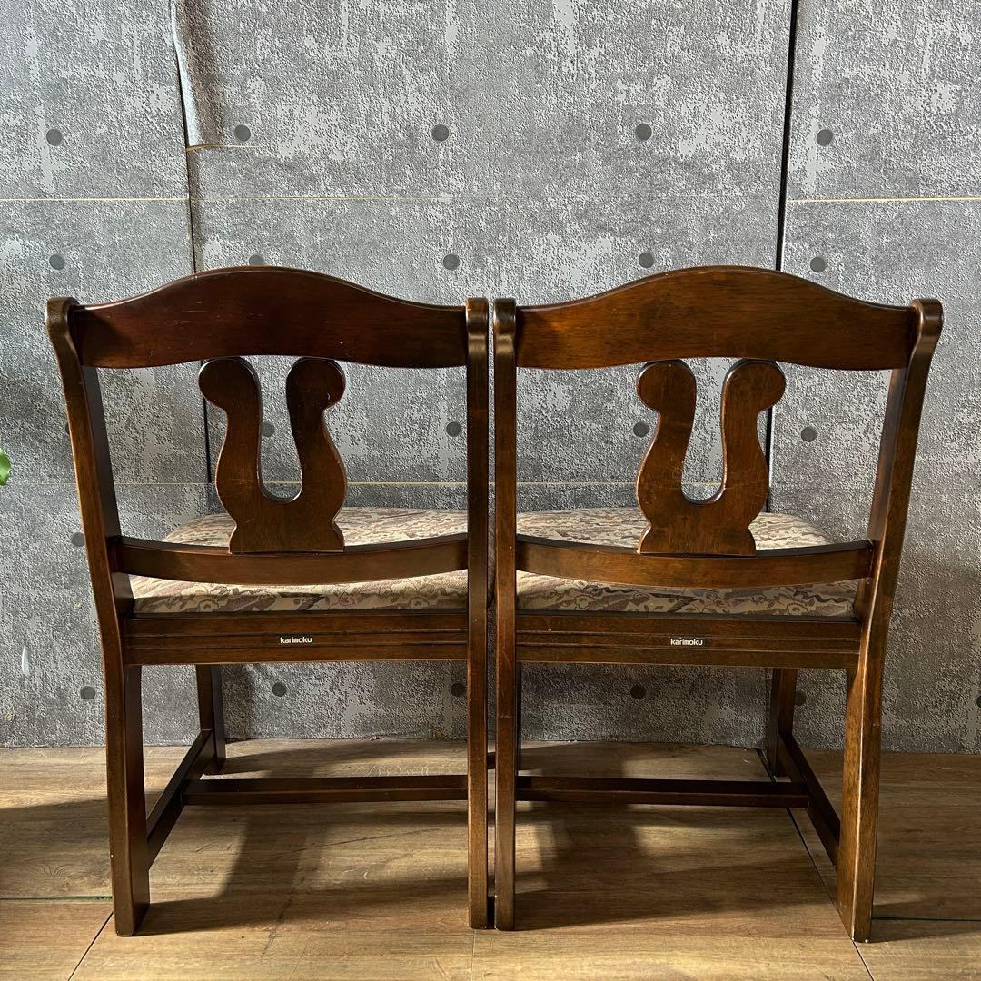 ꧁カリモク家具꧂ダイニングテーブル&チェア4脚セット 花柄 クラシック 食卓