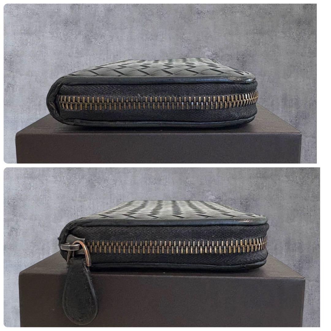 美品✨ ボッテガヴェネタ イントレチャート　長財布 ラウンドファスナー　ブラック