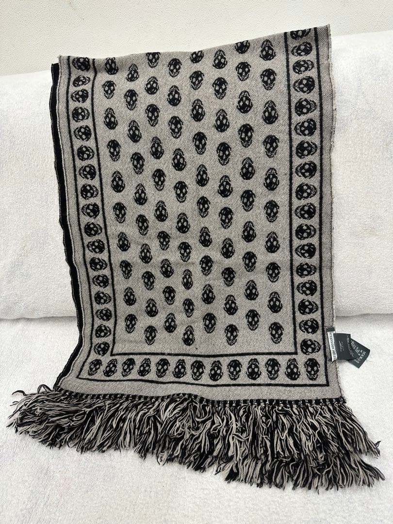 ★ アレキサンダーマックイーン　マフラー　チャコール　グレー×パープ