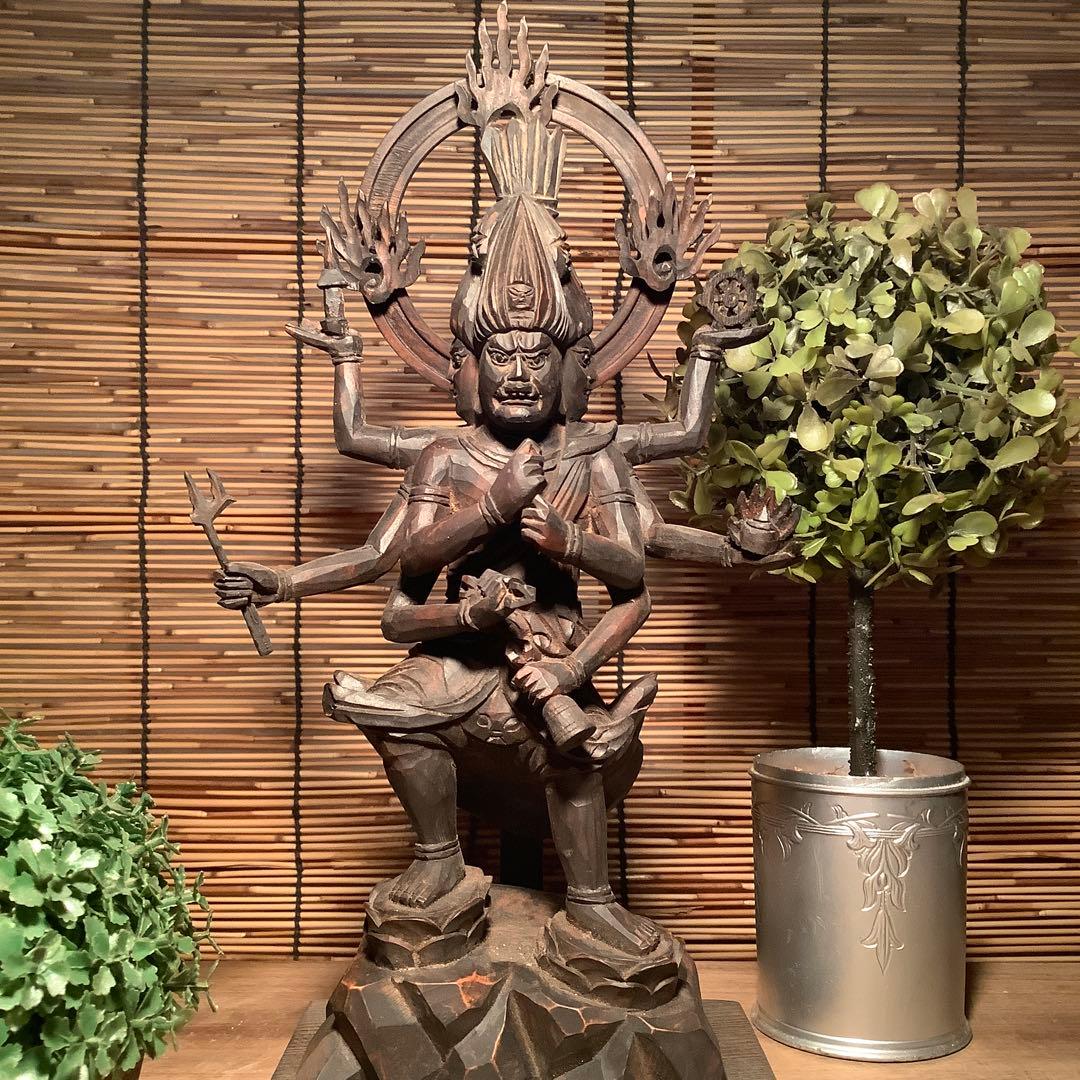 明治期・五大尊一神「金剛夜叉明王」密教守護神・邪気祓い・寺院祀仏・木彫