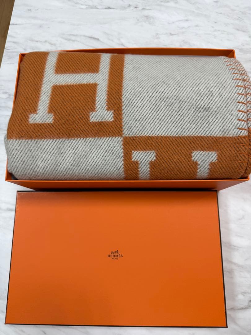 HERMES アヴァロン　ブランケットオレンジ