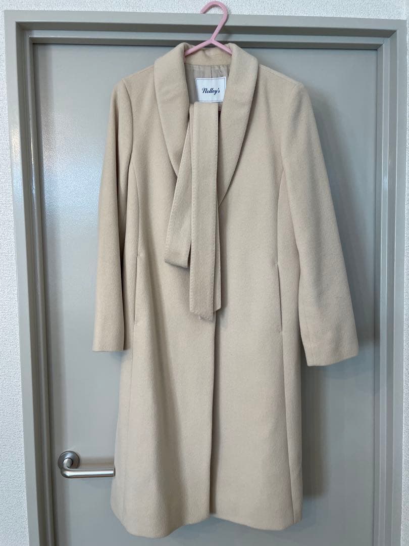 nolley's ベルト付きロングコート ベージュ 40号