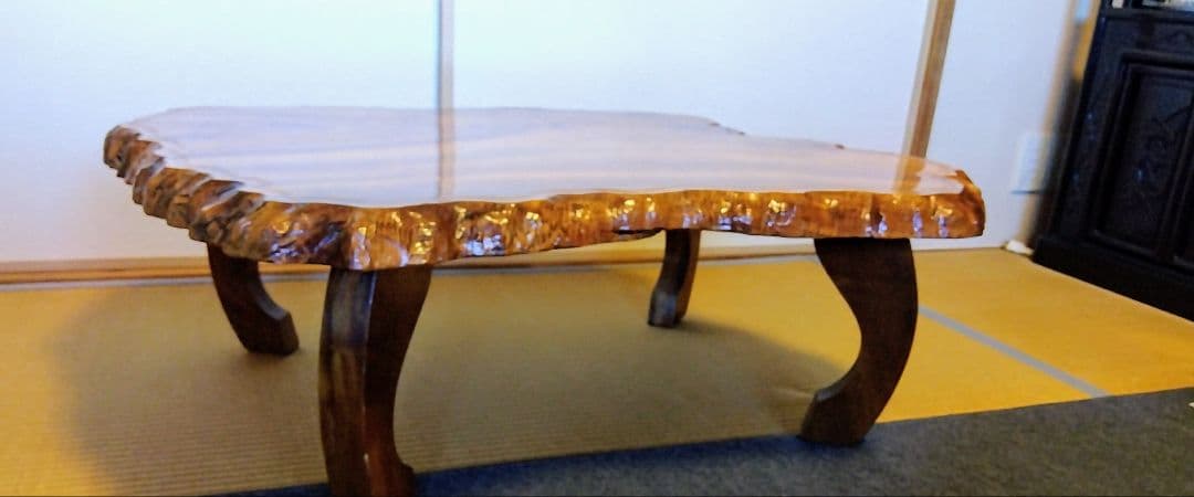 値下げ　座卓　楠木　天然無垢一枚板　KEN