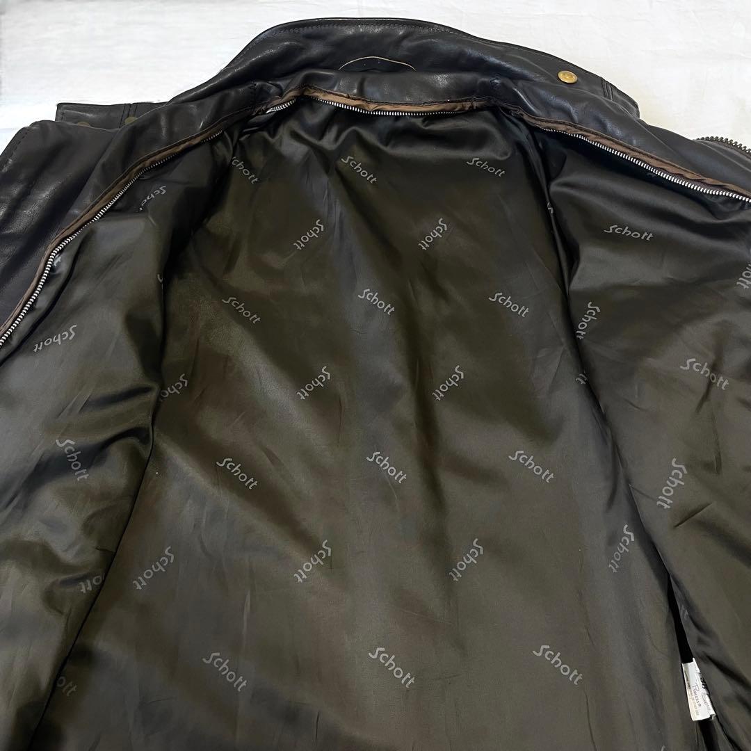Shott ショット シングルライダースジャケット 茶　38 レザージャケット