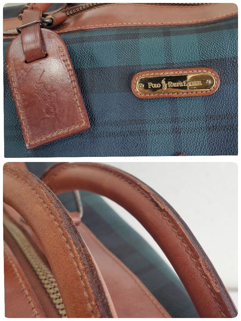 ポロラルフローレン PVC×レザー ボストンバッグ トラベルバッグ 旅行かばん