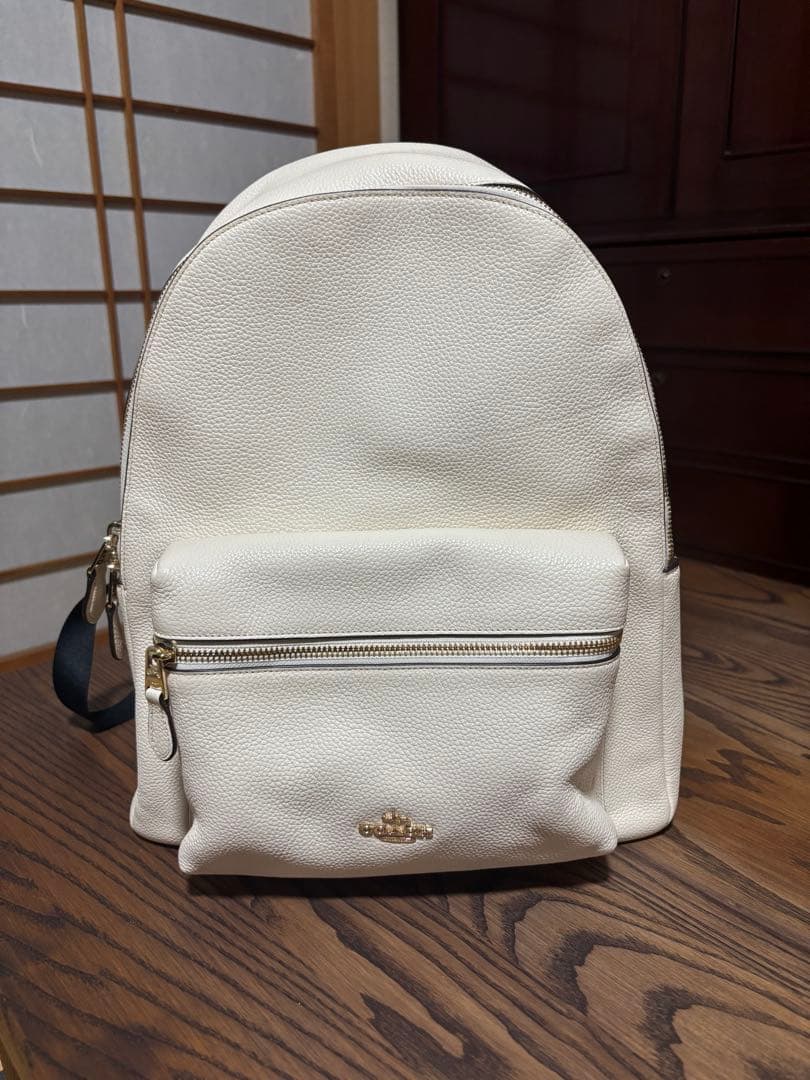 COACH ホワイトペブルドレザーリュック