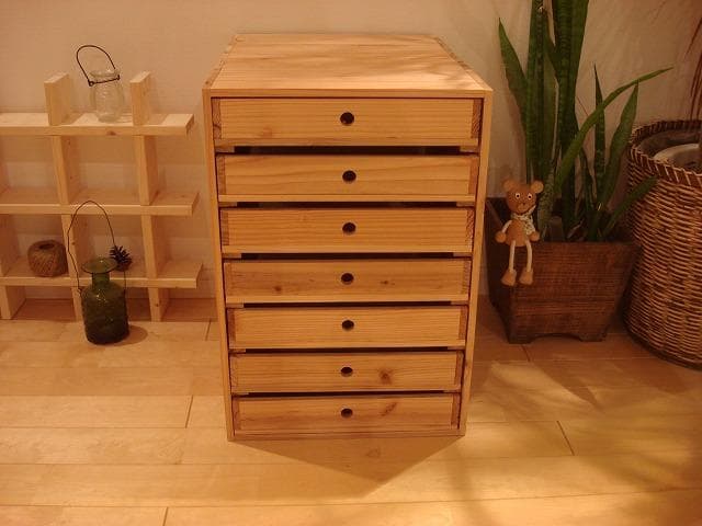 ★送料無料★サイズ変更可能★A3丸穴7段小引き出し②無垢材オーダー可能書類ケース