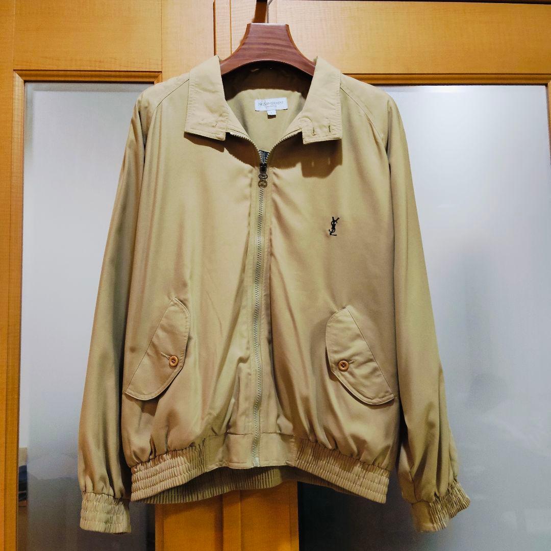 美品 イヴサンローラン ロゴ 刺繍 スウィングトップ 背中デカロゴ