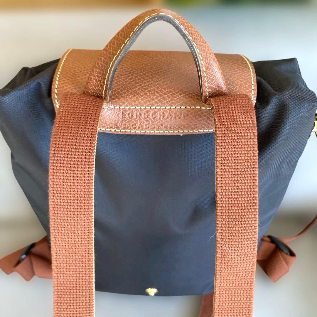 【美品】LONGCHAMP リュック 黒　ブラウン ル・プリアージュ
