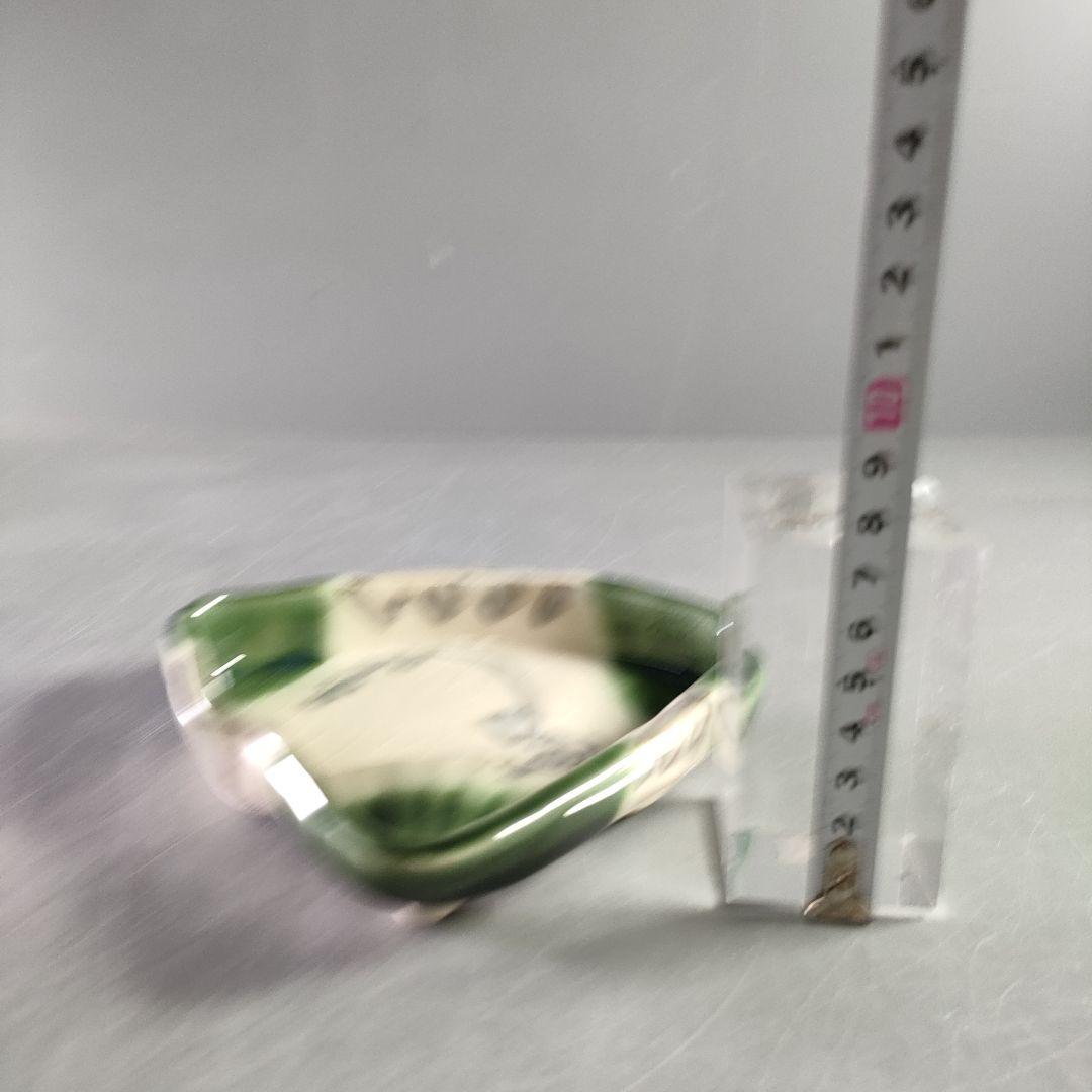 A913-2/織部焼/欣三 造/扇形皿5客/絵変/向付/飾皿/